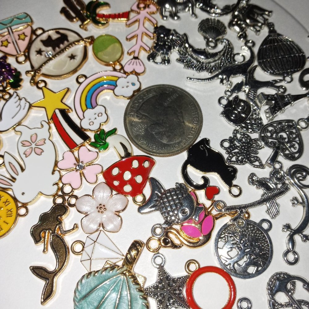 4 Random Charms will be sent to you See quarter for size refrence NEW